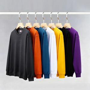 380g Cotton Terry Crew Neck Loose Fit Pullover <strong>Sweater</strong> Custom Printing Morandi Color Inverted Triangle Shoulder Thickened Long - Product Image 3