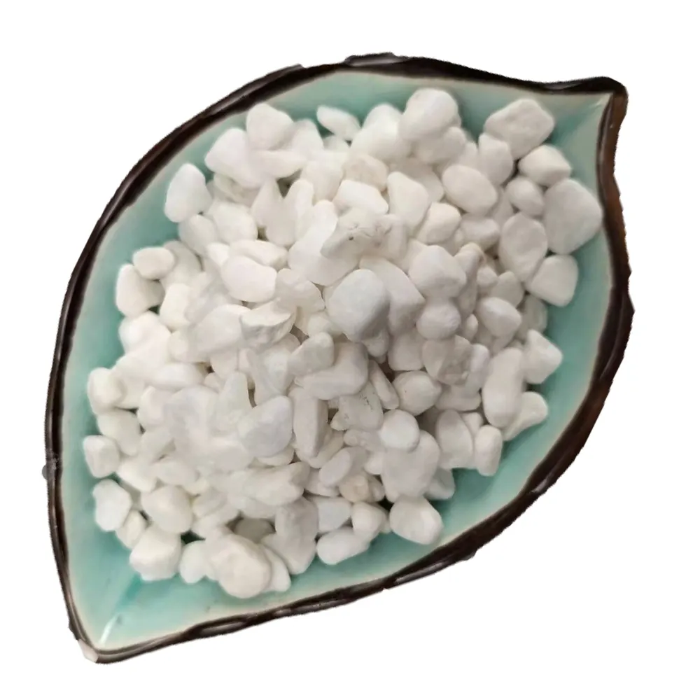 natural garden landscaping round white polished pebbeles river rock stone