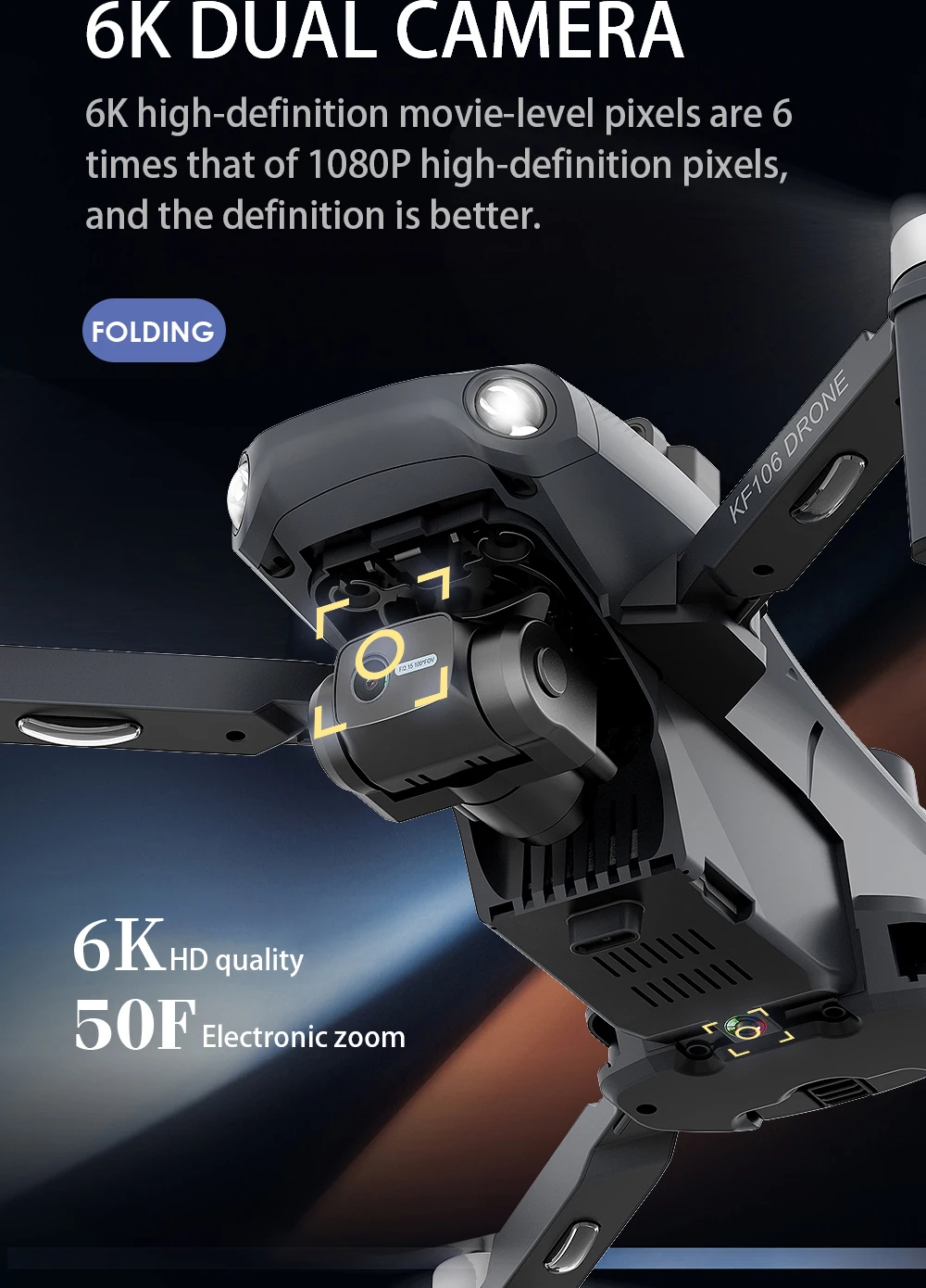 KFPLAN KF106 Drone, 6K DUAL CAMERA 6K high-definition movie-level pixels are
