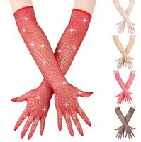 Gants résille élastiques d'été rouge noir blanc longs doigts punk pour la fête gants résille appropriés avec doigt vente en gros