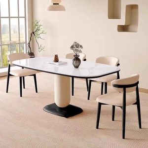 <span class=keywords><strong>โต๊ะ</strong></span>อาหารทรงสี่เหลี่ยมหินอ่อนหน้าท็อปสีขาวธรรมชาติ ขาตั้ง<span class=keywords><strong>ไม้</strong></span>สไตล์นอร์ดิกสุดหรู ปี 2026 เฟอร์นิเจอร์ตกแต่งบ้าน - Product Image 2