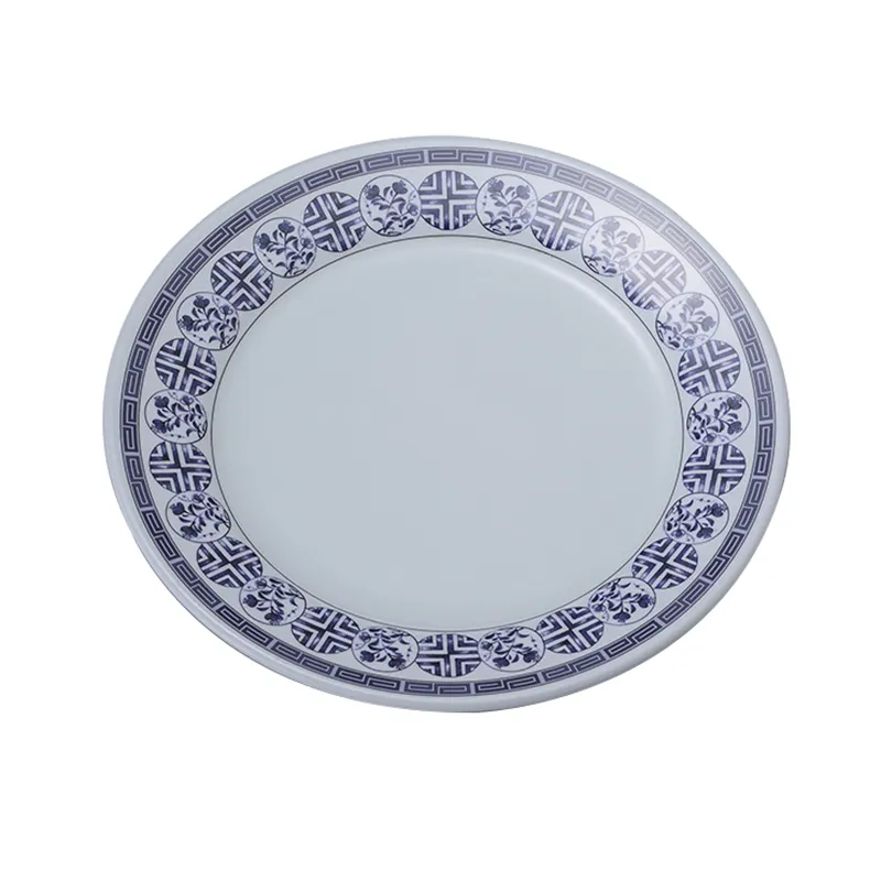 Classic Blue and White Light Weight Bpa Free Unbreakable Hot Selling Melamine Dinner Plate