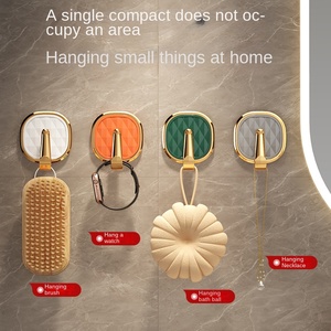 Light Luxury Plastic Toilet <strong>Towel</strong> <strong>Hook</strong> Strong Adhesive Hole-free Punch-free Seamless Wall Door Kitchen <strong>Hook</strong> - Product Image 2