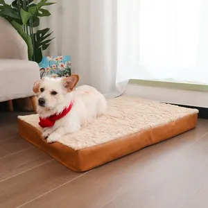 Büyük kabarık lüks köpekler ayrılabilir ve yıkanabilir yumuşak deri lüks köpek kanepesi ortopedik kaliteli köpek slipcovers