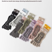 Chaussettes de yoga d'intérieur antidérapantes professionnelles en coton pur à cinq doigts tricotées pour le Pilates, la danse et la corde à sauter pour femmes