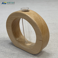Vase Art Déco Moderne Classique en Tube à Essai avec Support en Bois Façonné à la Main pour Bureau, Maison, Terrarium de Bureau, Table de Mariage