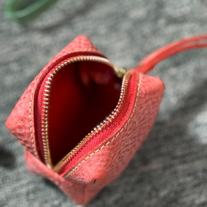 Zipper Minimalist Headphone Bag Mouth Red Fog Wax Cowhide New Coin <b>Purse</b> Mini Handmade Small Storage - Product Image 6