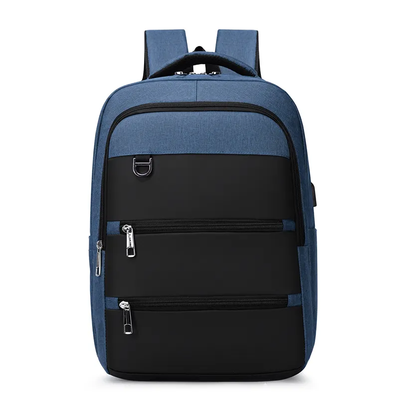 RU ransel Laptop tahan lama, ransel Laptop dengan Port pengisian daya Usb, ransel kain Oxford kustom