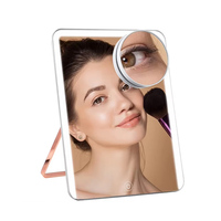 Offre Spéciale Haute Qualité Portable LED Miroir De Bureau Rechargeable Pliant Personnalisé Étudiants Dortoir Maquillage Miroir Cosmétique
