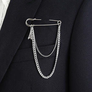 Grande Épingle de Sûreté Hip Hop pour Homme Tendance Mode Chaîne de Poitrine Broche Plaqué Argent Fiançailles de Mariage Célébrité d'Internet Exagérée - Product Image 4