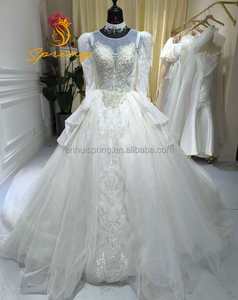 S2673N 2026 Nuevo Vestido de Novia de Lujo con Cola Larga, Estilo Princesa, Manga Larga, con Cuentas, de Alta Calidad - Product Image 1