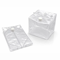 Ensemble de sacs intérieurs transparents personnalisés pour Bag-in-Box, comprenant un liner cubique et deux pochettes plates, pour emballage alimentaire liquide avec bouchon à vis