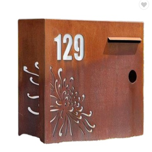 Decorative outdoor corten steel Free Standing Metal Mailboxes Residential Mailbox