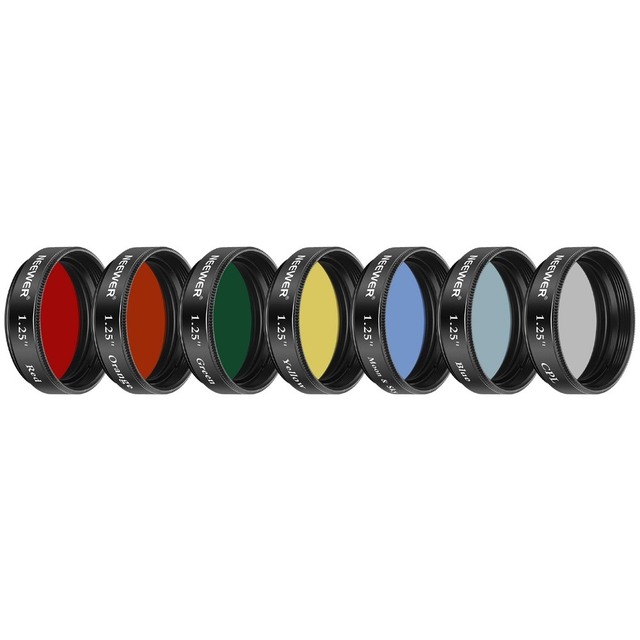 Neewer 1.25 Inches Telescope Moon Filter, Cpl 5 Color Filters Set ( Orange, Yellow, Green, Blue) , Eyepieces Filters