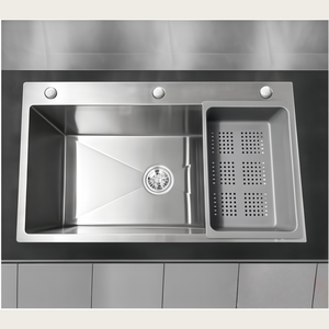 Fregadero de Cocina de Acero Inoxidable 304, Acabado Cepillado, de un Solo Tazón, con Cesta de Drenaje Perforada, Fácil de Limpiar y Duradero - Product Image 1