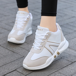 Xuanhui En gros Baskets décontractées à lacets pour femmes, en daim blanc et gris, avec plateforme compensée discrète de 7 cm, pour la marche - Product Image 1