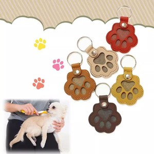 Pet Keepsake Keychain Paw Shape Leather Pendant For <b>Dog</b> Cat Hair Charm - Product Image 2