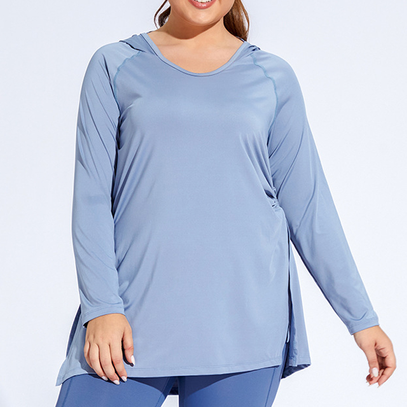 Women Plus Size Workout Tops Quick Dry Yoga Gym Tee Long Sleeve Running Loose T Shirts