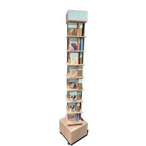 Modern Library Book Shop Display Stand Rack Wooden Book Shelf For Sale