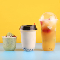 Tasses à bulles en plastique Boba Milktea avec couvercle Logo personnalisé transparent PP alimentaire PET boisson collation tasse avec couvercle aveugle et paille OEM/ODM