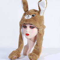 Niños adultos iluminan el sombrero de animal de peluche con orejas móviles conejo de dibujos animados Panda LED Gorro con orejeras brillantes juguetes de peluche