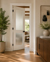 Porte intérieure commerciale moderne en verre à 2 vantaux, en bois blanc, pour garde-manger, fabriquée aux États-Unis
