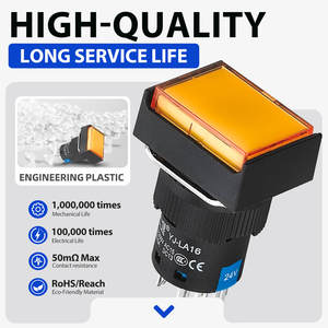 16mm Rechteckiger Druckknopf Kunststoffschalter Silberlegierung 5A Momentaner Knopf Pins Anschluss für Auto-Elektronik - Product Image 2