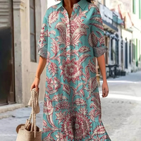 Bata de Dormir Unisex con Cuello en V y Manga Larga, Estilo Étnico con Estampado a Mano, para Playa, 2026, Superventas