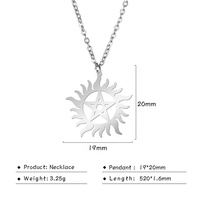 Acier inoxydable brillant soleil pentagramme pendentif collier surnaturel doyen déclaration lien chaîne Couple colliers pour femmes hommes