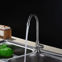Robinet de cuisine moderne en acier inoxydable à poignée unique pour eau froide, avec cartouche céramique, à un trou, à poser sur comptoir, pour la maison - Vente chaude