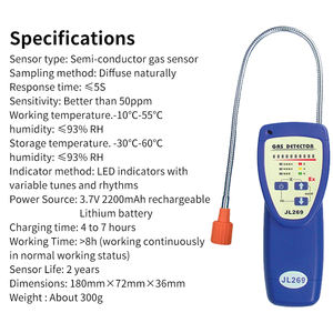JL269 Offre Spéciale détecteur de fuite portable de gaz méthane CH4 certifié CE détecteur de gaz inflammable portable à col de cygne en matériau ABS - Product Image 4