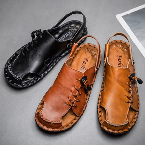 Sandalias de Verano para Hombre, Juveniles, para Exteriores, con Suela de Goma, Forro de Cuero Genuino, Transpirables, Estilo Baotou, Casuales, para Playa - Product Image 4