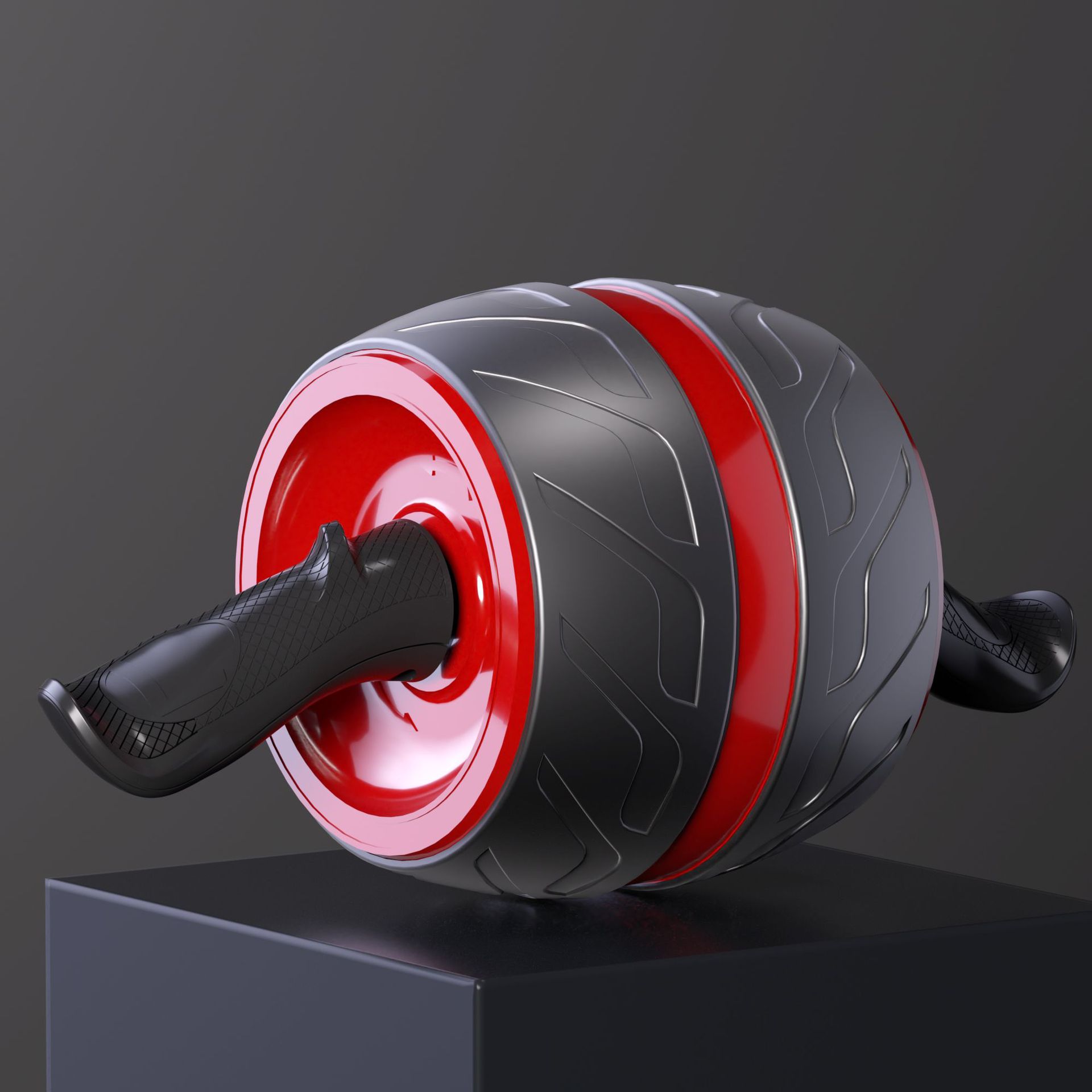 Roue abdominale à revêtement noir avec corps rouge