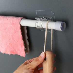 Aksesoris Tiang Gorden Plastik Modern yang Dapat Disesuaikan, Klip Pengikat Tetap, Rak Gantung, Pengait, Braket Perekat Tanpa Paku, Tanpa Bor - Product Image 4
