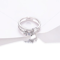 Anneau en laiton plaqué or à la mode personnalisé bijoux CM 5A CZ zircon cubique ensemble invisible anneaux empilables bagues de fiançailles doubles