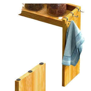 Étagère à épices en bois réglable en hauteur pour cuisinière, support de rangement sur pied pour four de cuisine, couleur bois naturel - Product Image 3