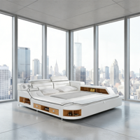 Lit multifonctionnel contemporain pour chambre à coucher avec massage, design de lit double avec rangement, lit king size, meubles de chambre