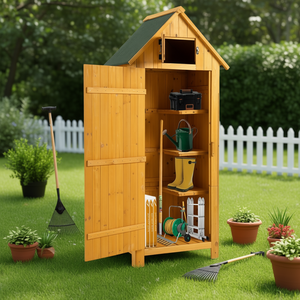 Abri de jardin Db Garden 30,3L x 21,3W x 70,5H en bois naturel, armoire à outils extérieure facilement assemblable pour mobilier de jardin - Product Image 2