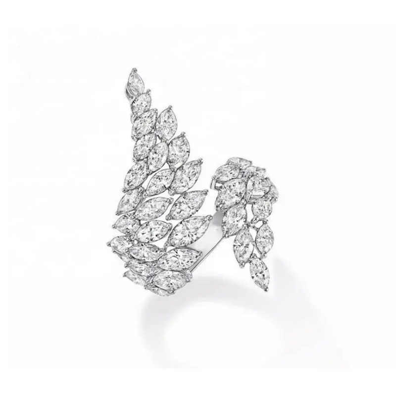 RAKOL RP2009 luxury adjustable diamond zirconia gold plated wedding wing rings gold 18k rings jewelry women