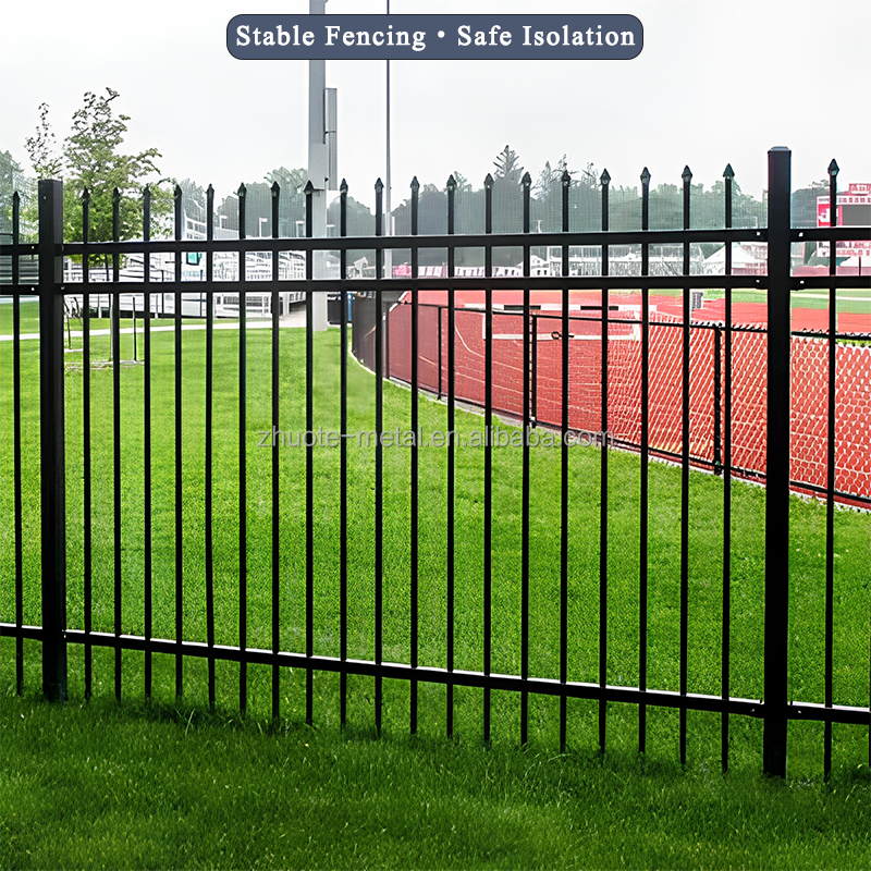 Square Rube Anti-Climb Steel Fence Panel Powder Coated Metal Picket Barrier Square ...