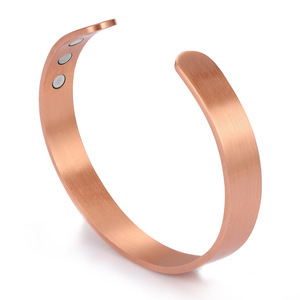 Gelang manset magnetik untuk pria wanita, gelang magnetik polos tembaga murni 99.9% bisa disesuaikan desain klasik - Product Image 3