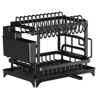 Égouttoir à vaisselle double couche en métal, multifonctionnel, pour comptoir de cuisine, support de drainage d'eau, design moderne et non pliable