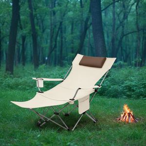 Chaise de camping pliable double usage de haute qualité, populaire pour la plage, avec repose-pieds détachable pour la pêche, le jardin et les activités de plein air - Product Image 1