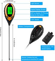Testeur de PH numérique 4 en 1, pour l'humidité du sol, la température, le soleil, pour jardinage, agriculture, avec écran LCD, nouveau