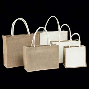 Sac fourre-tout brodé personnalisé en chanvre biologique ou en jute avec logo sérigraphié - Product Image 1