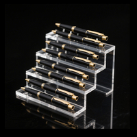 Usine personnalisée peut contenir 18 stylos acrylique clair stylo support noir Double rangée acrylique stylo présentoir