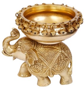 Escultura de decoración de latón étnico elegante para mesas de esquina diseño Art Deco Urli Showpiece para diseño de interiores - Product Image 4