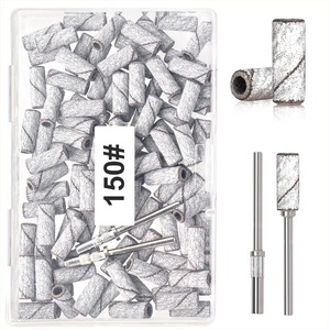 100pcs Zebra Nail Sanding Bands 80 150 180 240 Grit Emery Drill Bit Sleeves for Manicure <b>E</b> <b>File</b> - Product Image 3