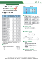 Fusibles à haute capacité de coupure certifiés RoHS & TUV/CCC 1500A, résistance aux températures extrêmes 250V AC, temporisation de 40mA à 25A VICFUSE VF215