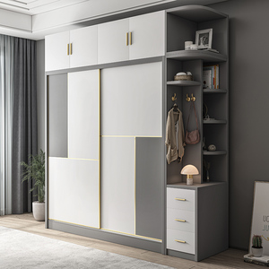 ตู้เสื้อผ้าแบบมัลติฟังก์ชั่น ประตูบาน<span class=keywords><strong>เลื่อน</strong></span>กระจกสีเทา คุณภาพสูง สไตล์โมเดิร์น สำหรับห้องนอนแบบสั่งทำพิเศษ - Product Image 4